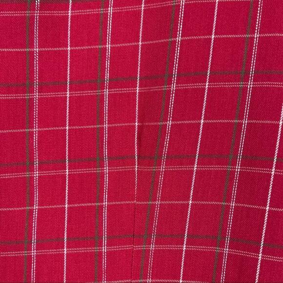 Hunt Club blouse women's 12 red plaid button front lurex long sleeve shirt - Picture 5 of 8